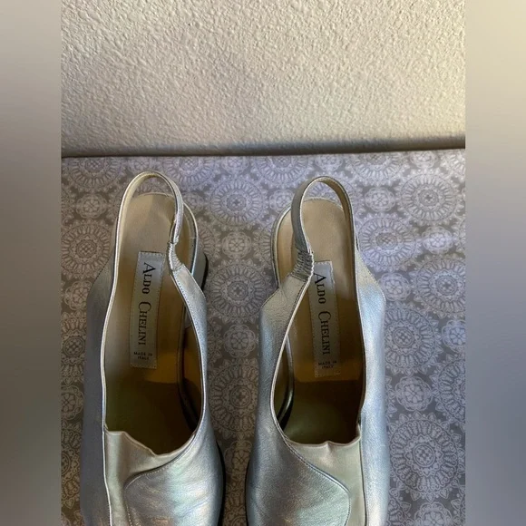 Aldo Chelini~Vtg~Soft~Leather~Slingback~Slant Wrapped Block Heel Sandal~Size 9 - Picture 9 of 16